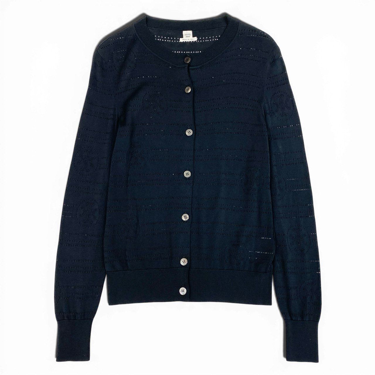 65a14【美品】 HERMES エルメス ニットカーディガン ロングスリーブ 総