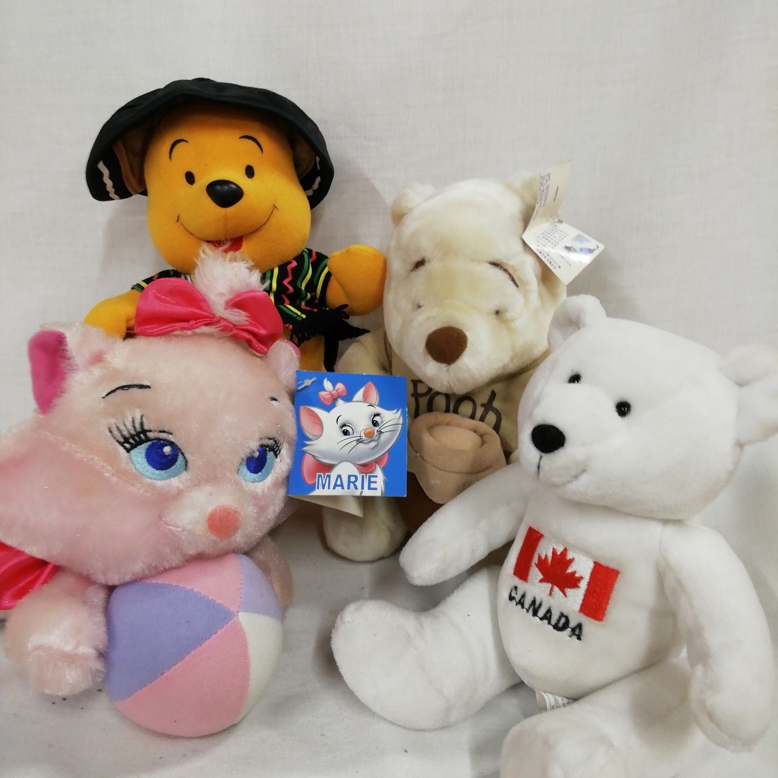 ぬいぐるみ まとめ売り 4体 プーさん マリーちゃん カナダのくまちゃん 