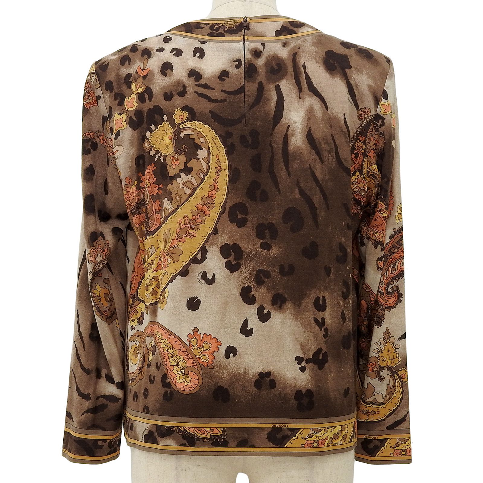 ▪️極美品 レオナール ウールシルク チュニック 総柄ペイズリー 長袖 サイズLL レオナール チュニック ▪️極美品 レオナール ウールシルク