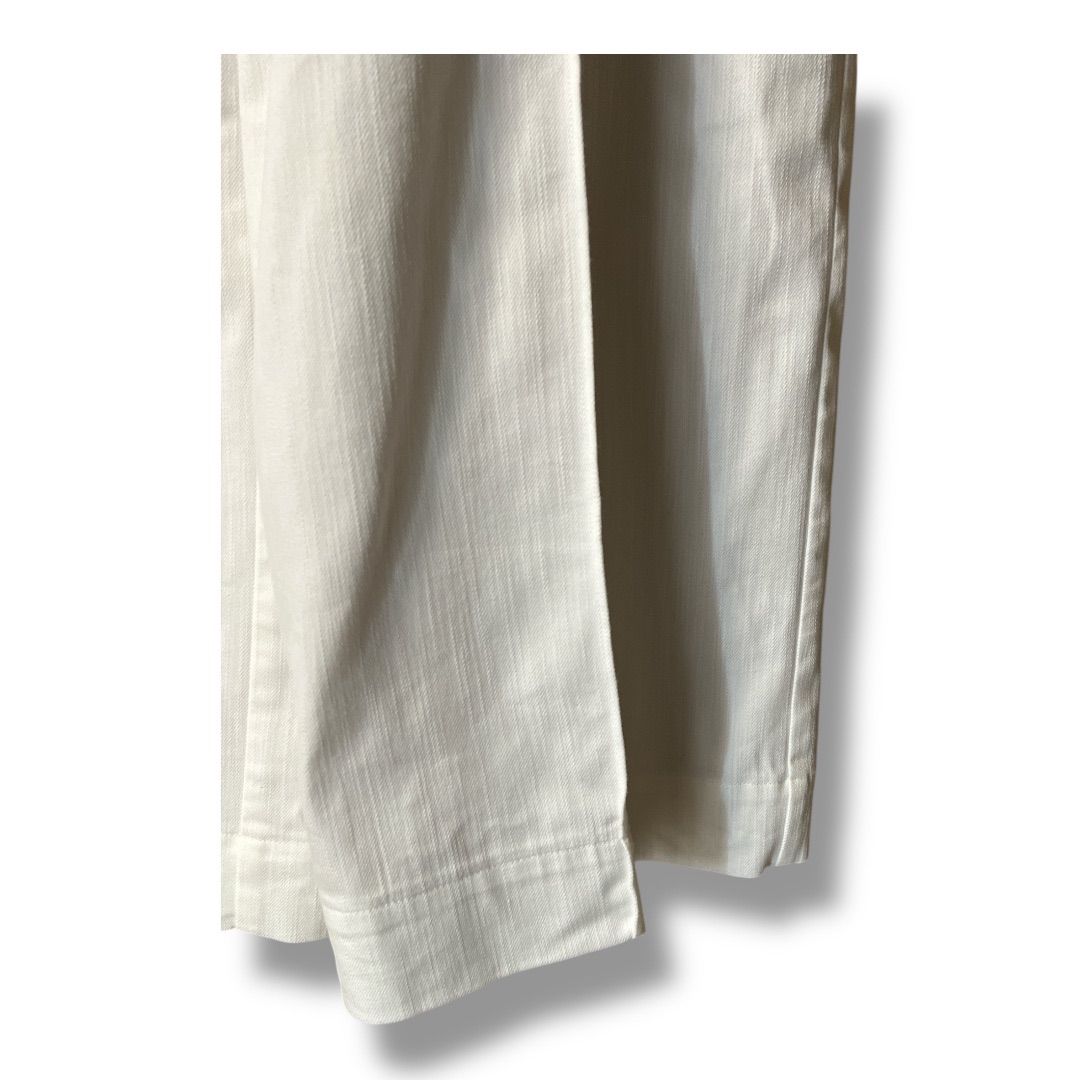 yori ヨリ マリンデニム風 ワイドパンツ ウエストゴム ストレッチ