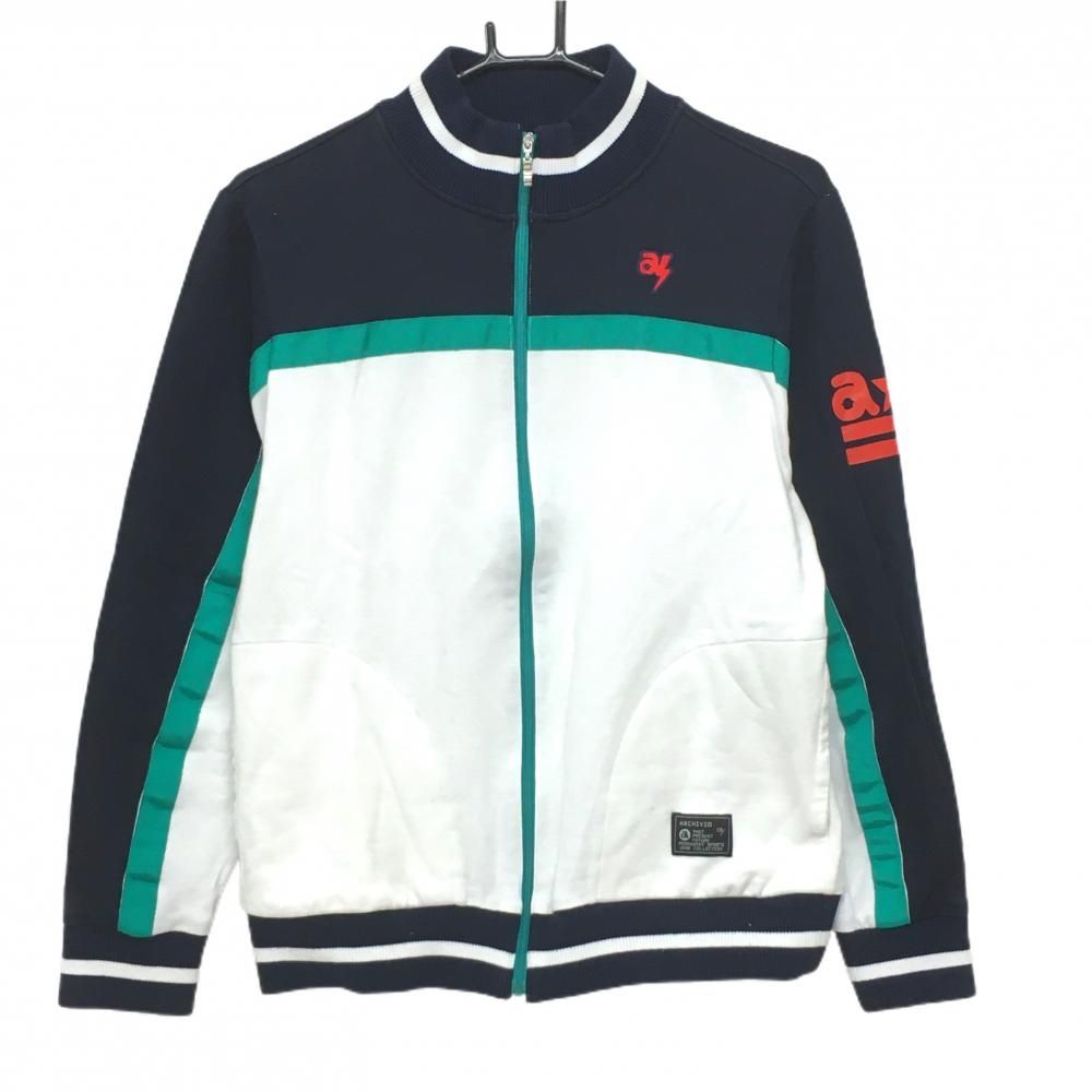 アルチビオ ジャケットブルゾン 白×ネイビー×グリーン 胸袖ライン