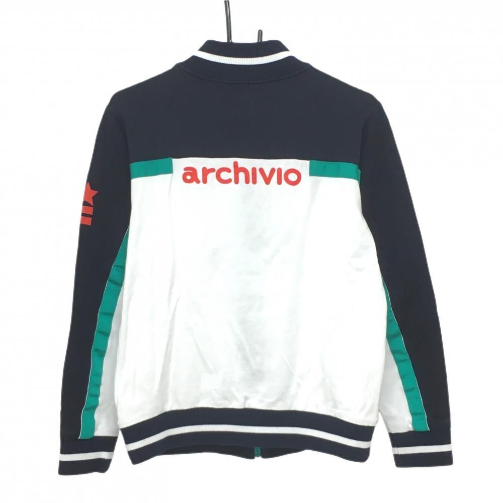 アルチビオ ネイビーとホワイトのジャケット 36サイズ 超美品】アルチビオ ジャケット ネイビー×白 胸ロゴ 一部メッシュ調