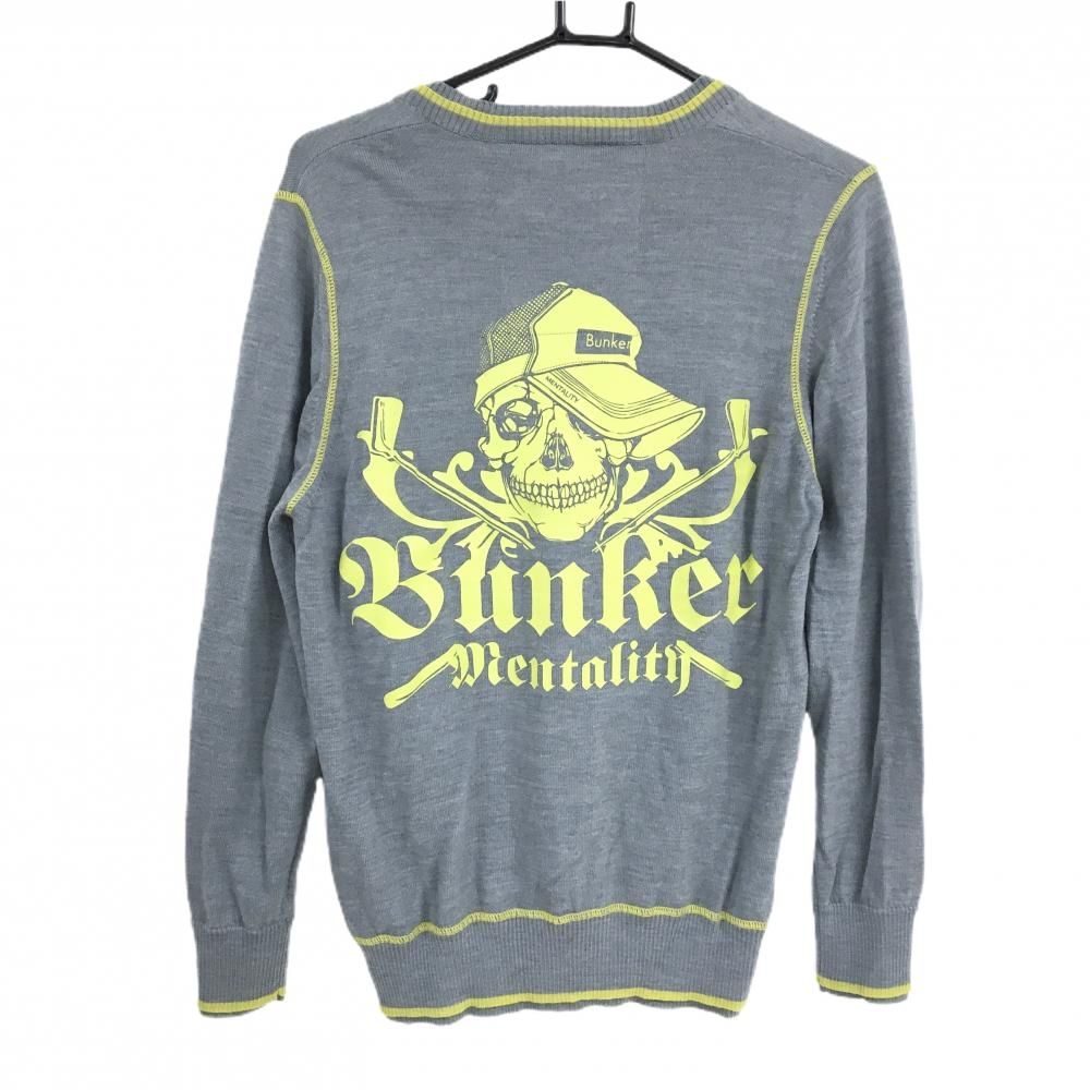 バンカーメンタリティー BunkerMentality セーター 美品】バンカーメンタリティー セーター グレー ウール100% 背面