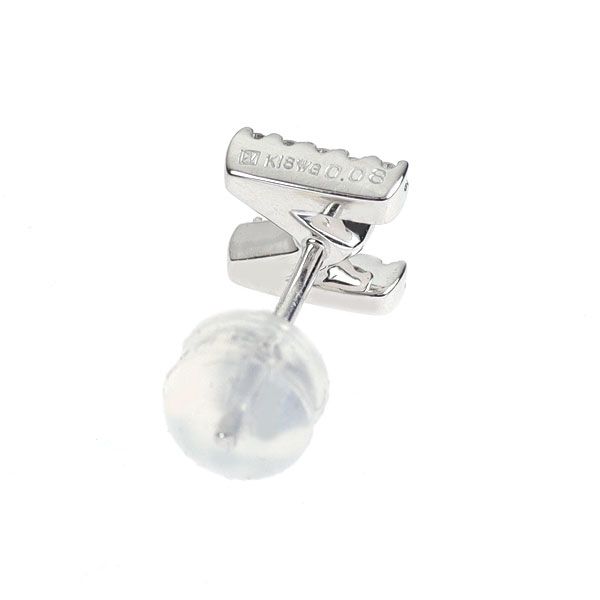 ポンテヴェキオ K18WG ダイヤモンド ピアス 0.08ct イニシャル「M