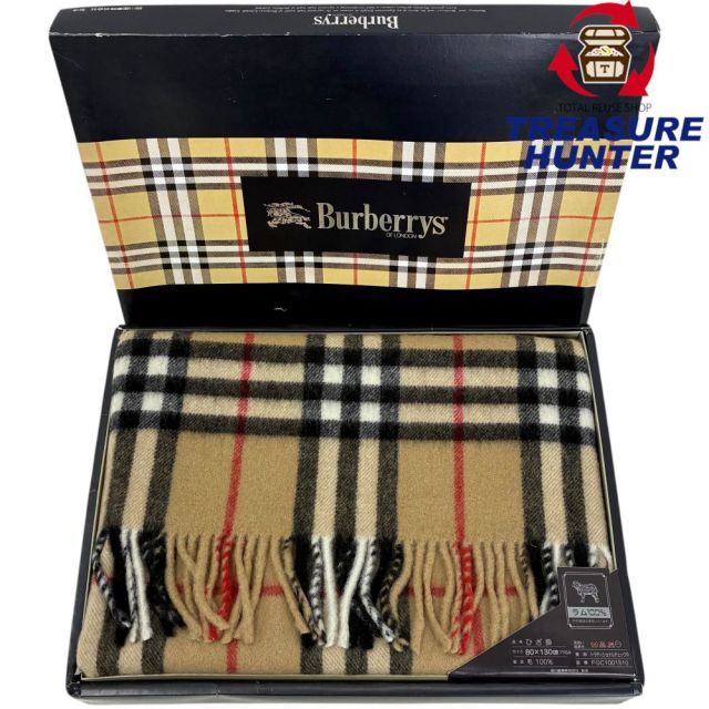 Burberrys 大判ひざ掛け 80×130cm ラム100% ベージュ トラディショナル