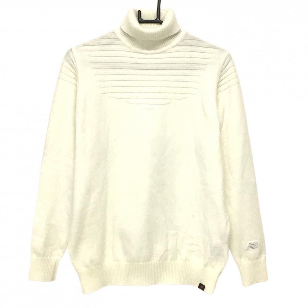 ニューバランスゴルフ タートルネックセーター 白 上部凹凸編み 蛍光