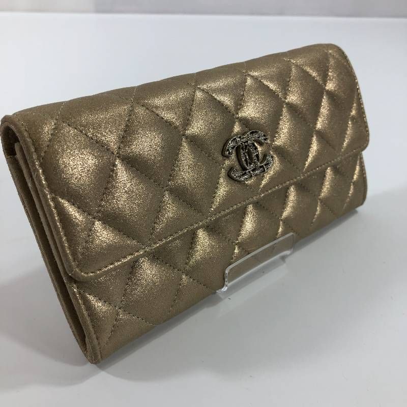 美品 シャネル キルティング 長財布 シャンパンゴールド - メルカリ