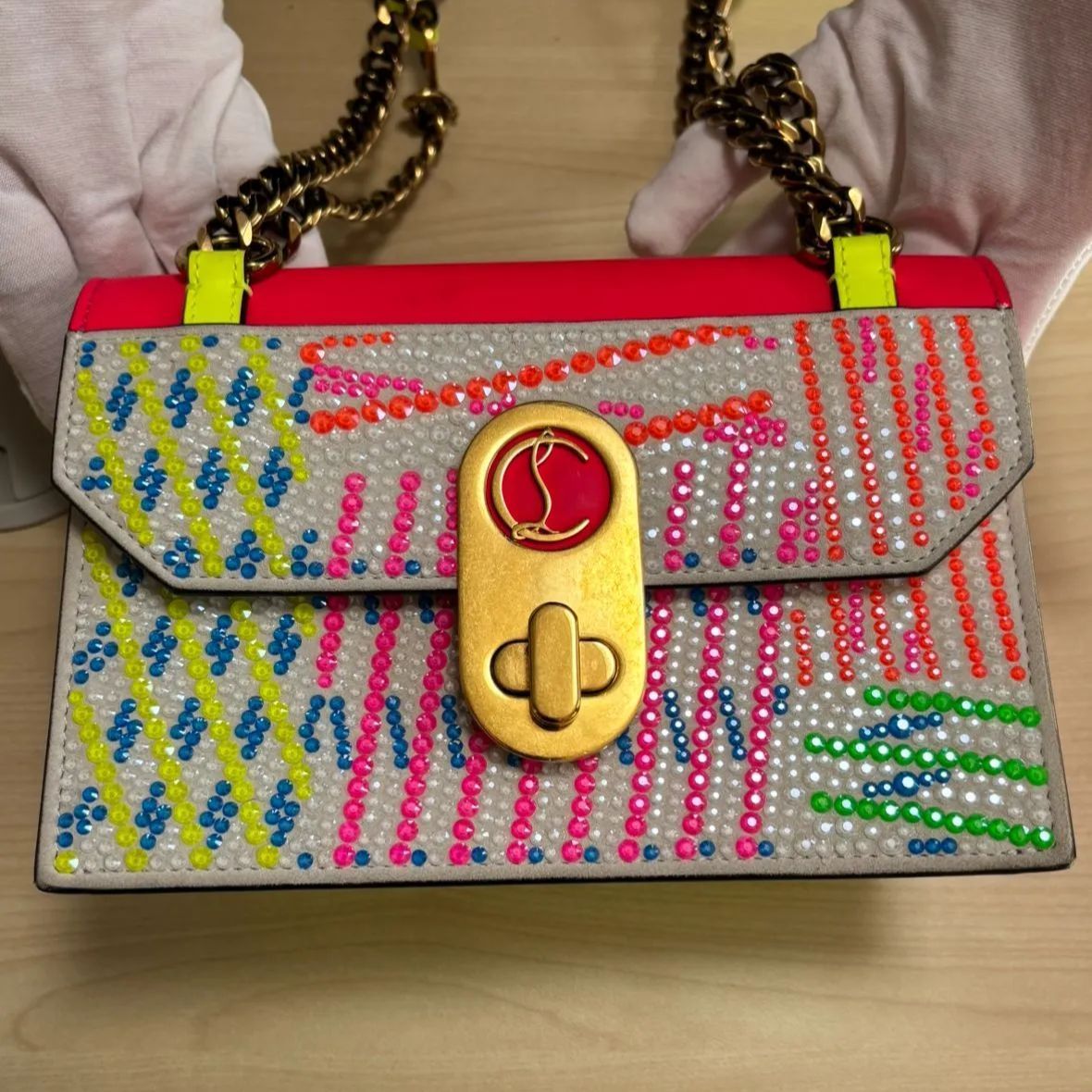 希少】 クリスチャンルブタン Elisa スモール 全面クリスタル装飾