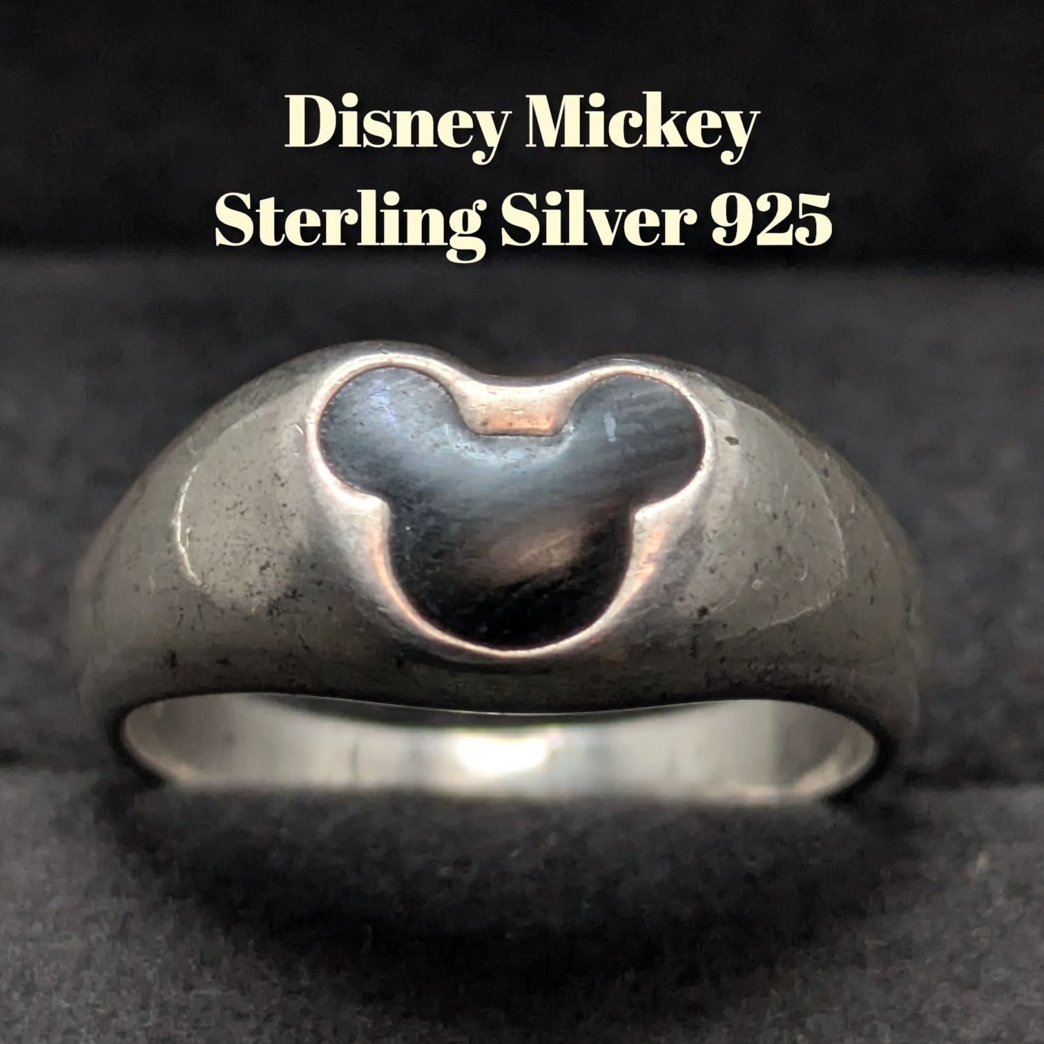 2点 10k＋925 frank and easy ミッキー シグネットリング US ヴィンテージ DISNEY ミッキー スターリングシルバー925 シグネット