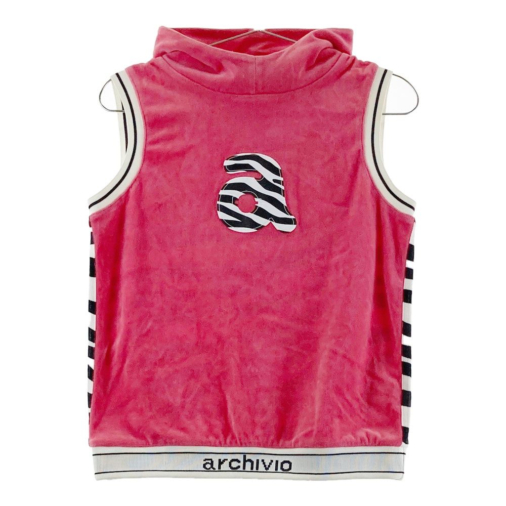 【新品】archivio レディース ベスト 36 グレー/ピンク サイズ：36 ARCHIVIO アルチビオ ; ベスト ロゴワッペン ゼブラ柄