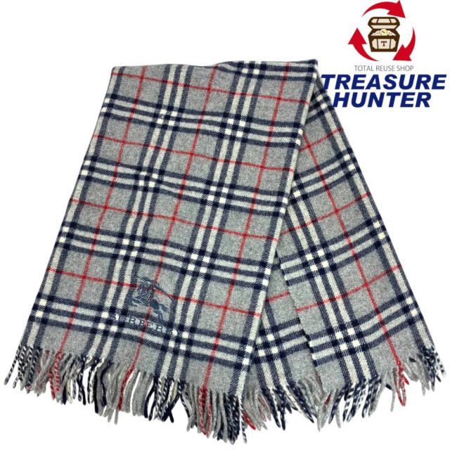 BURBERRY ウールひざ掛け 約65cm×120cm グレー ウール100% バーバリー
