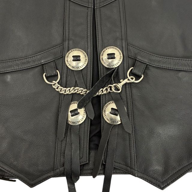 HARLEY DAVIDSON レザー コンチョベスト 98241-97VM サイズL ブラック