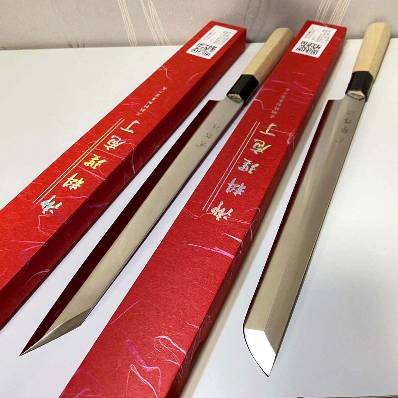 新品・未使用 柳刃包丁 刺身包丁 和包丁 反り刃 2本セット 新品・未使用 柳刃包丁 刺身包丁 和包丁 反り刃 2本セット
