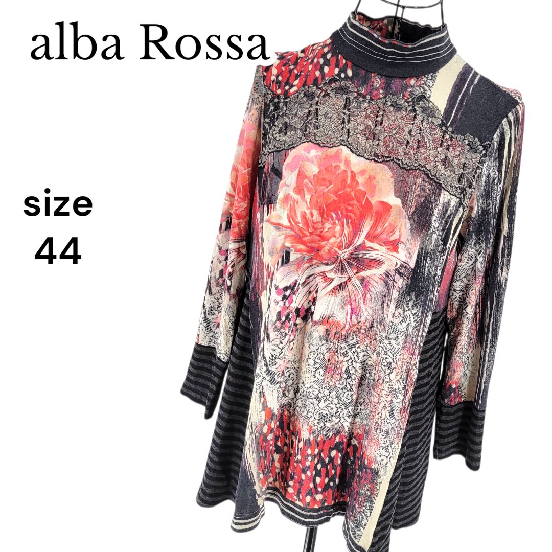 alba Rossa アルバロッサ 花柄 長袖 チュニック ワンピース 透け感 