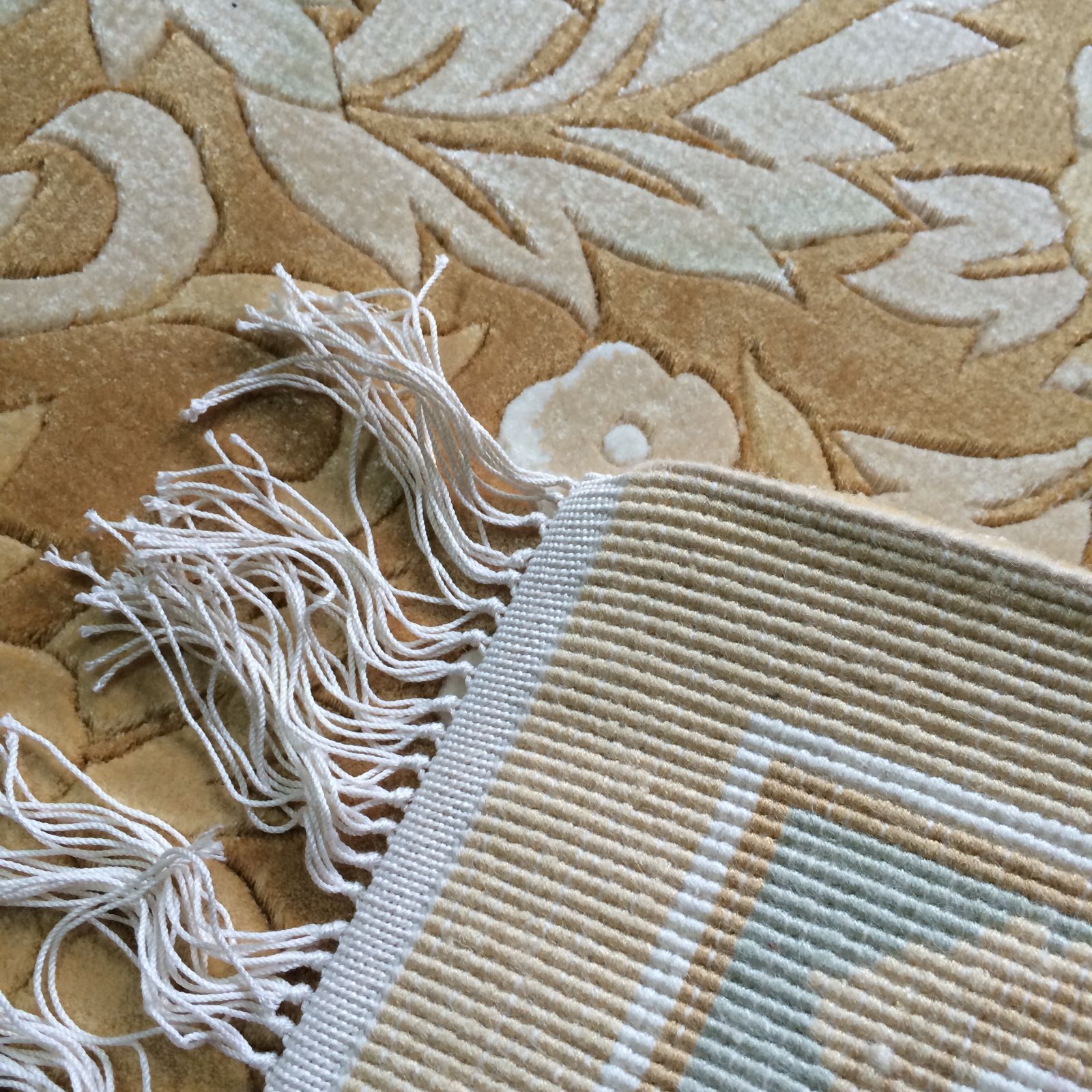 シルク緞通 シルク段通 玄関マット 手織り 高級 新品 未使用 大きい