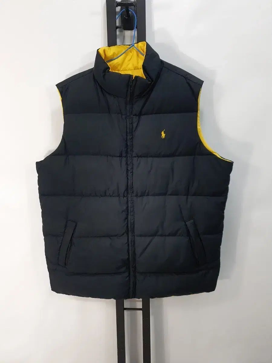 ポロラルフローレン ダウンベスト 人気 リバーシブル ブラック/イェロー