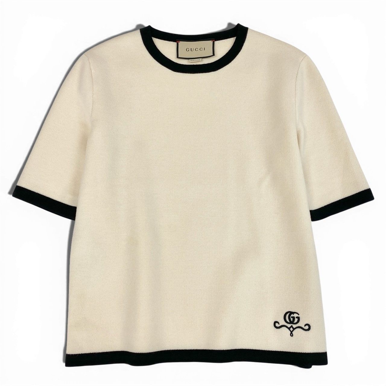 GUCCI GGロゴ 半袖ニットセーター 美品 GUCCI ネイビー GGロゴ 半袖