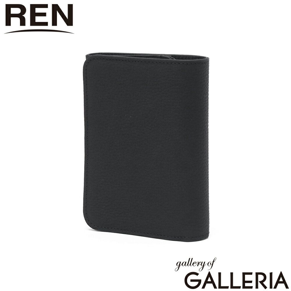 REN 美品　ブラック 二つ折り財布 REN 二つ折り財布 レディース 本革 ブランド レン 財布 日本製 大人 二
