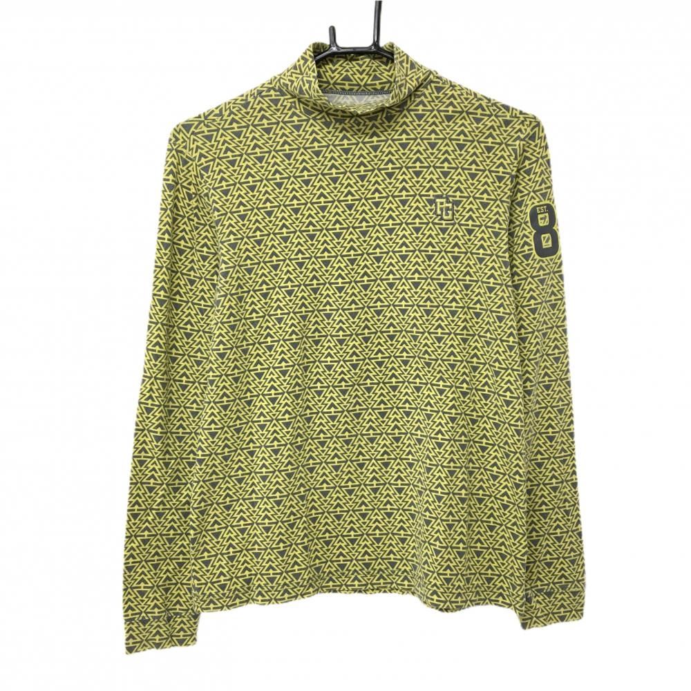 パーリーゲイツ 長袖ハイネックシャツ イエロー×グレー 総柄