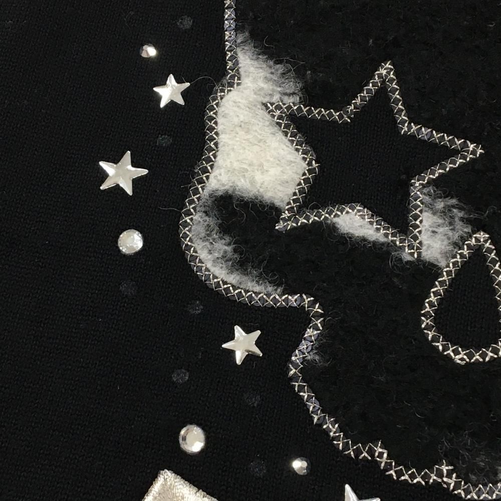 ダンスウィズドラゴン フード付ニットベスト 黒 フロントスカル ウール