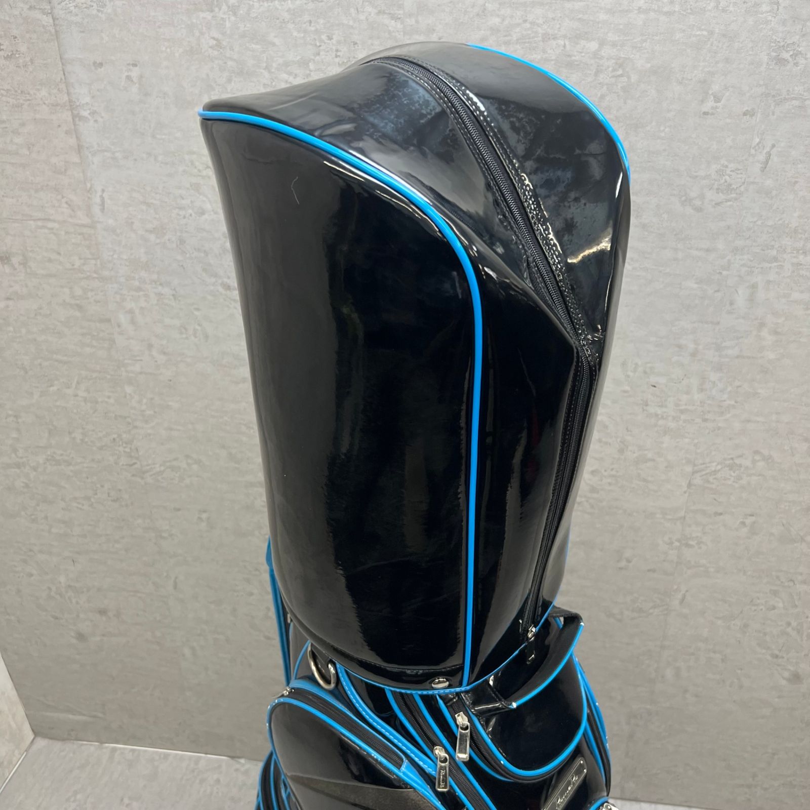 ロマロ ゴルフ カート式キャディバッグ 約10型 エナメル ブラック 黒