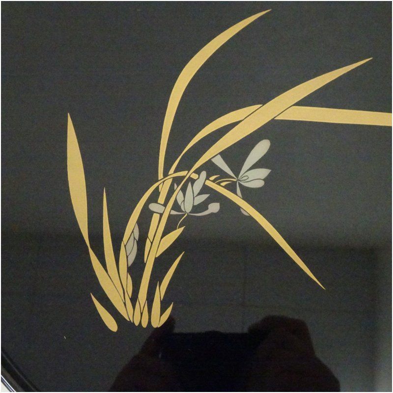 輪島塗 稲忠漆芸堂謹製 菖蒲蒔絵丸盆（箱付） 和食器 おしゃれ 茶道具