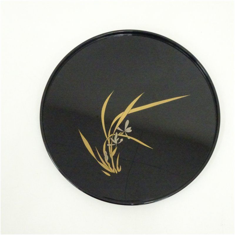 輪島塗 稲忠漆芸堂謹製 菖蒲蒔絵丸盆（箱付） 和食器 おしゃれ 茶道具