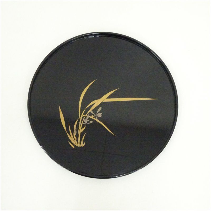 輪島塗 稲忠漆芸堂謹製 菖蒲蒔絵丸盆（箱付） 和食器 おしゃれ 茶道具