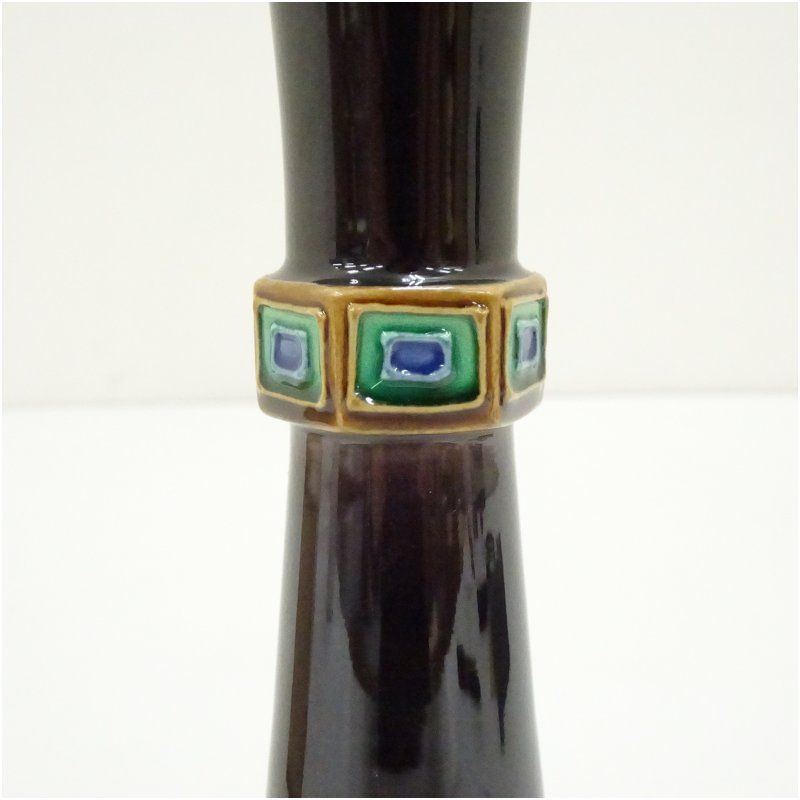 京焼 中村翠嵐造 交趾尊式花入（共箱） 花入れ 茶道 茶道具 花瓶 花器