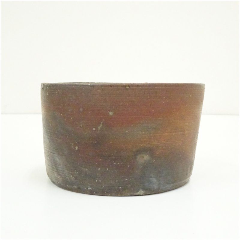 市野克明 丹波焼 壺 骨董 変形 丹波焼 信水窯 市野克明造 綴目建水（共箱） 茶道具 茶道 おしゃれ