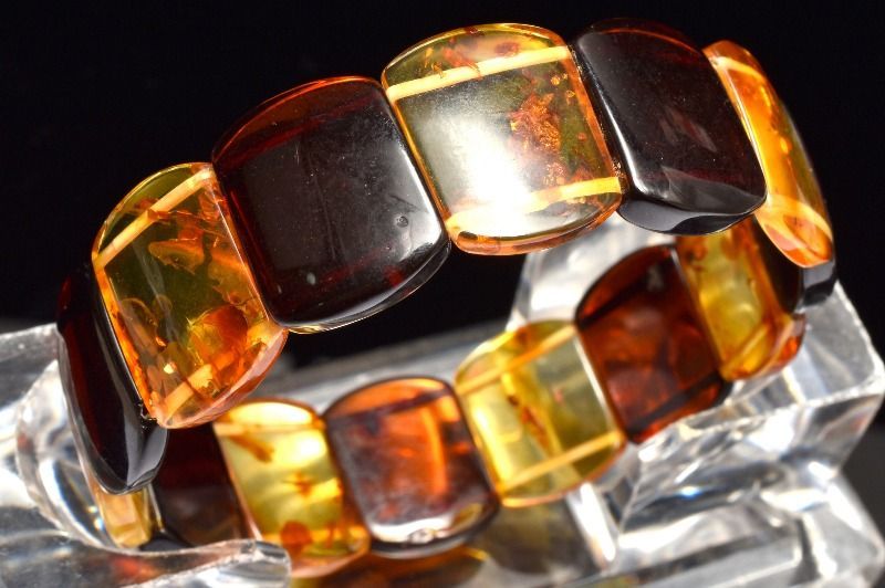 1点物】バルト海産 MIX琥珀アンバー 13.5-14x17-18mm バングル