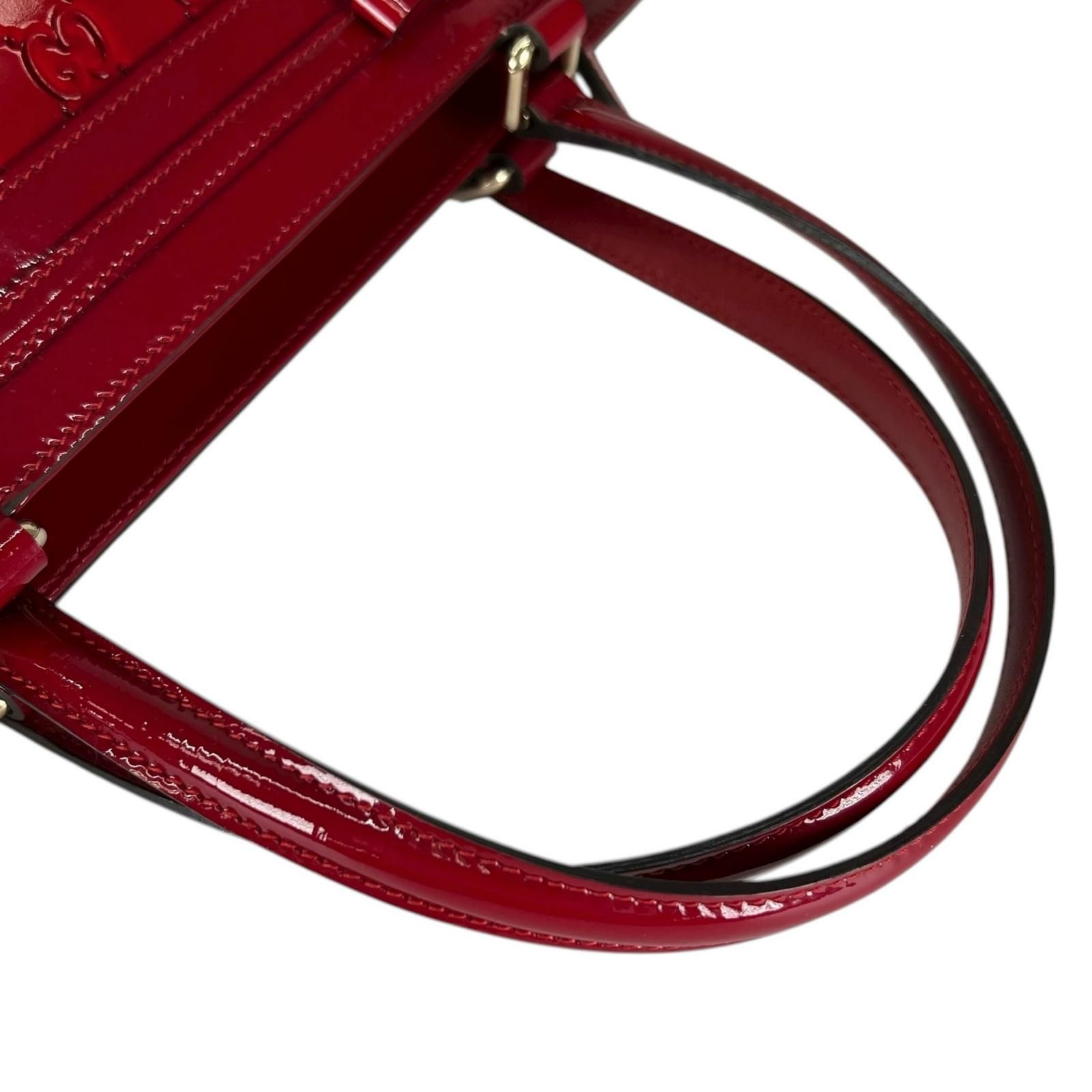 美品 GUCCI グッチ メイフェア 257612 トートバッグ エナメル/レザー 