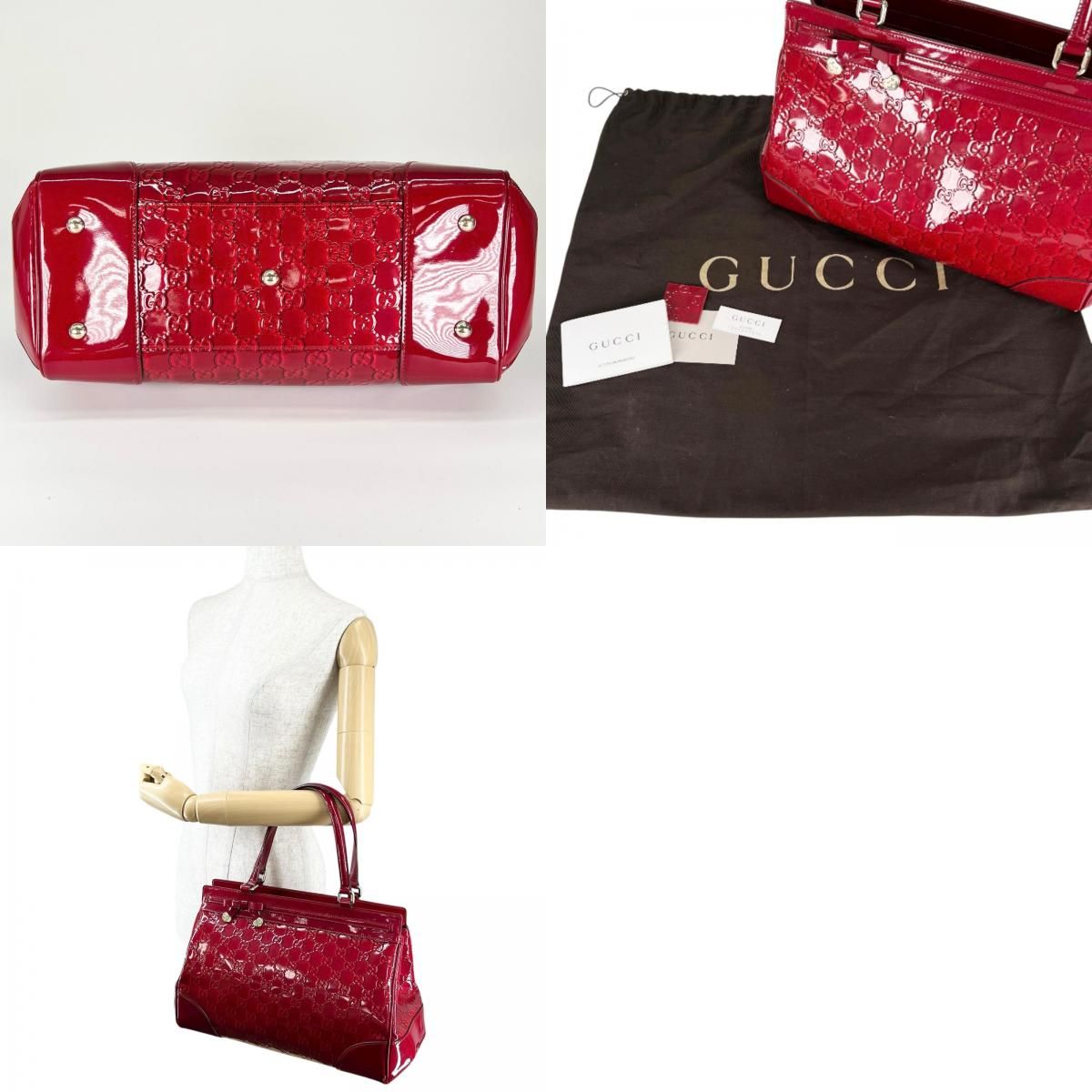 美品 GUCCI グッチ メイフェア 257612 トートバッグ エナメル/レザー 