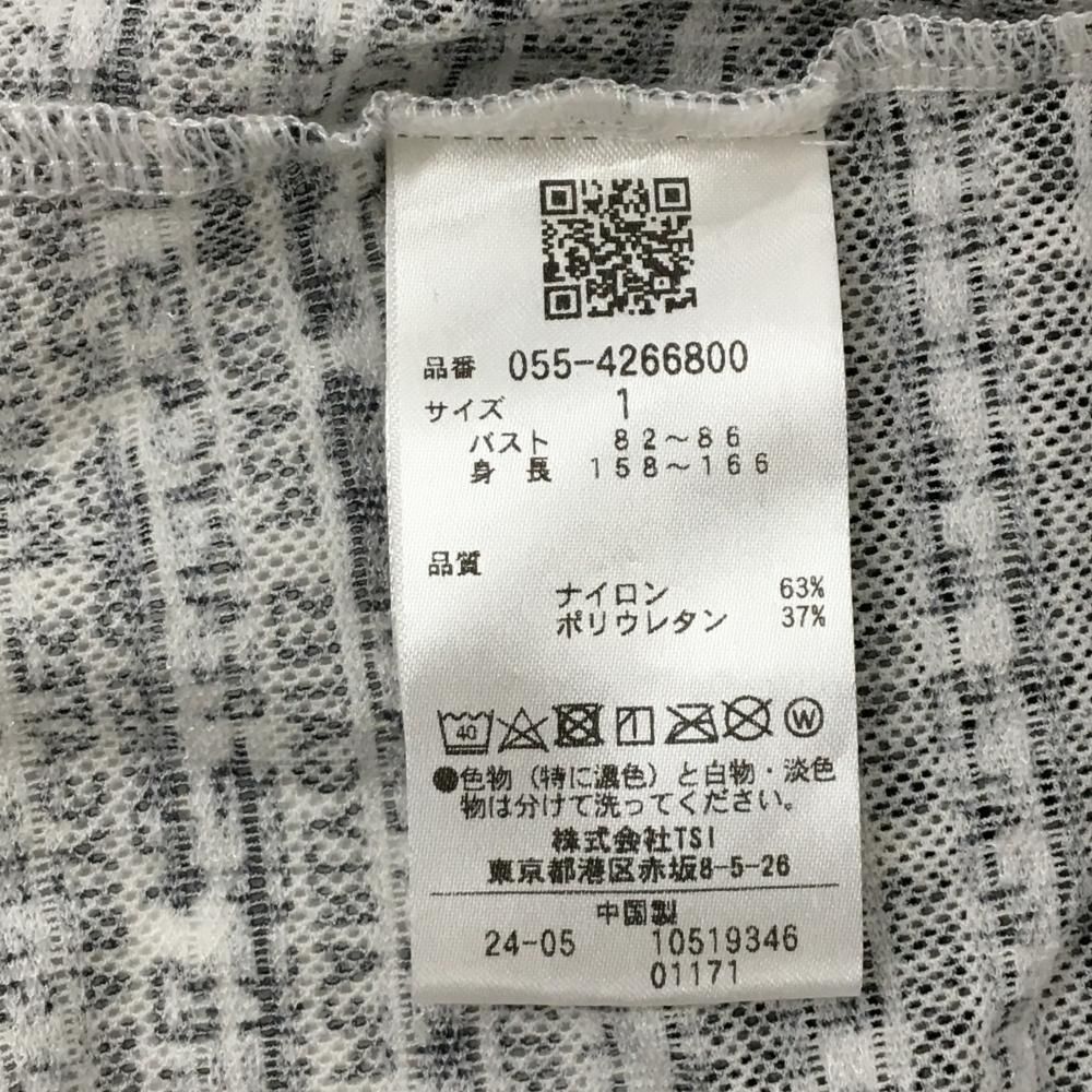 パーリーゲイツ 長袖ハイネックシャツ 白×黒 ロゴ総柄 メッシュ