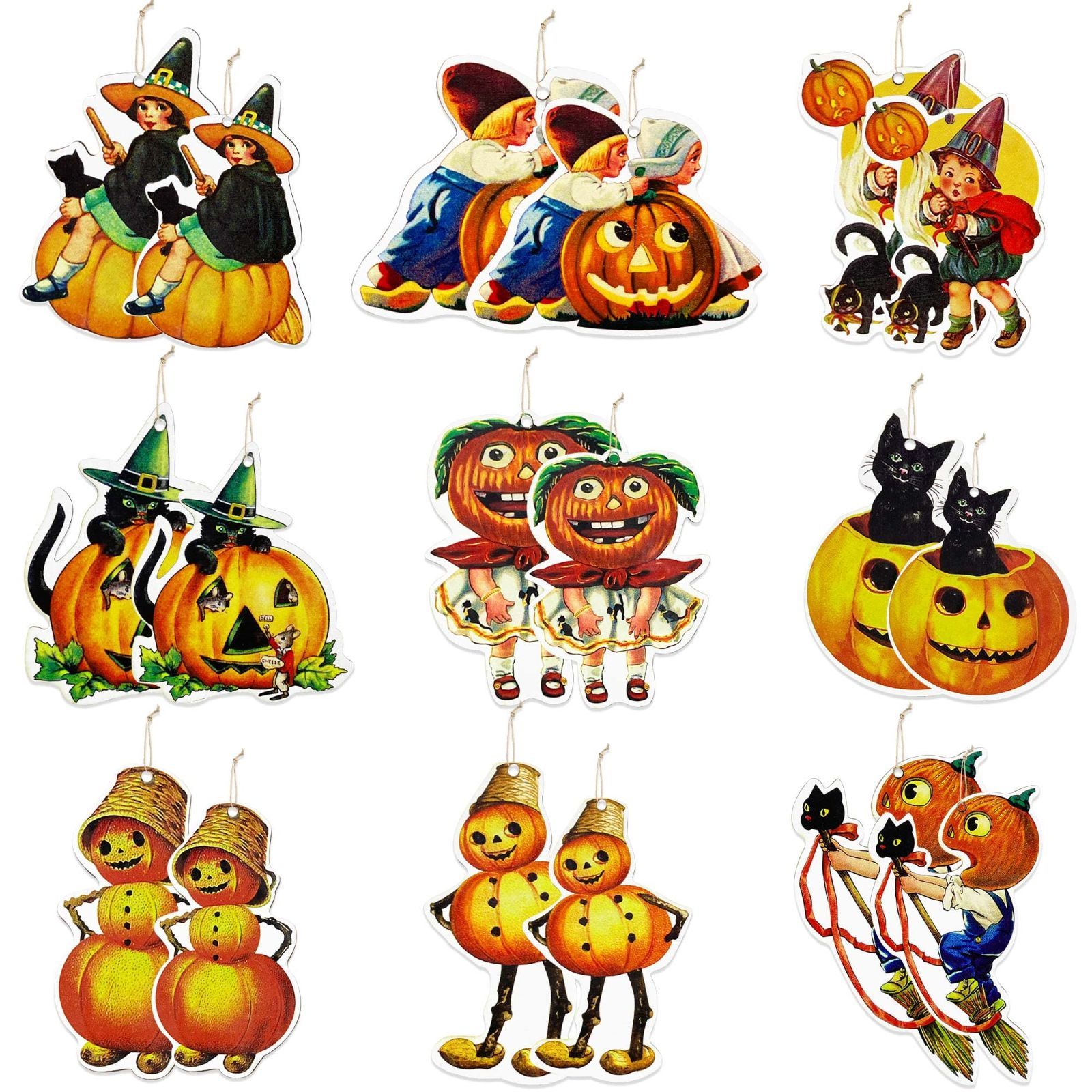 ▪︎ ハロウィンツリー オーナメント ハロウィン レトロ 18pcs ハロウィンツリーのオーナメント 木製の飾りをぶら下げ