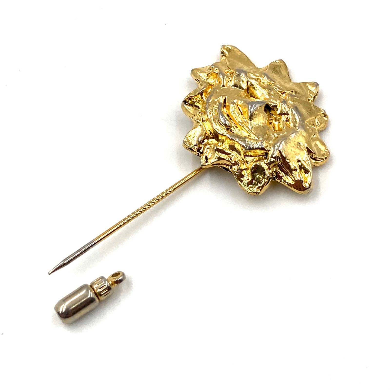 □美品□HERMES エルメス 太陽モチーフ ピンプローチ ゴールドトーン