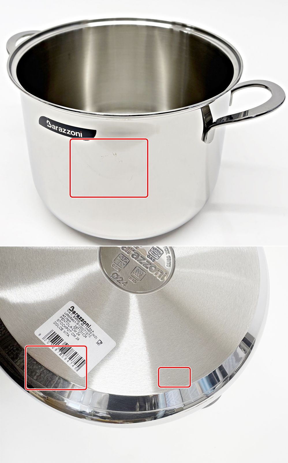 訳あり Barazzoni 鍋3点セット DOLCE VITA シルバー DV S 3 IH 両手鍋 食洗機 ガス オーブン ゾーニ 展示♥品 R 2512 100 両手鍋 鍋 グリル 調理器具