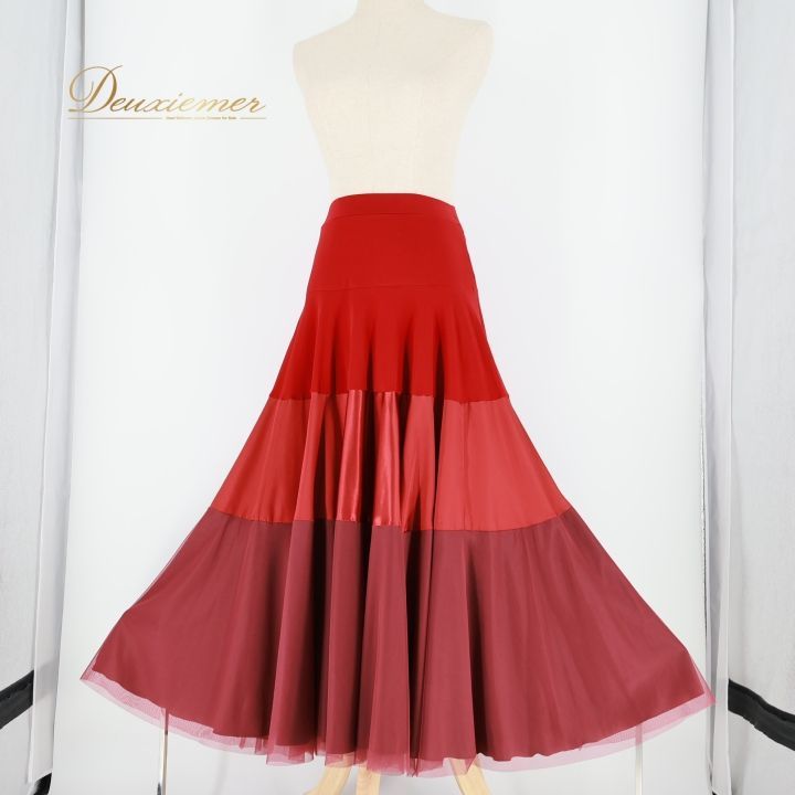 社交ダンス 衣装 スカート レッド系 チャコットロイヤルダンス Chacott