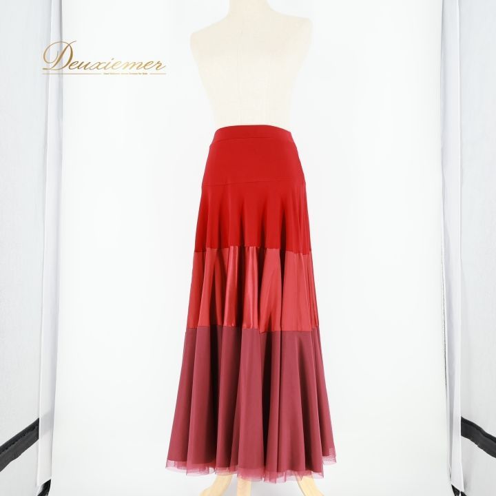 社交ダンス 衣装 スカート レッド系 チャコットロイヤルダンス Chacott