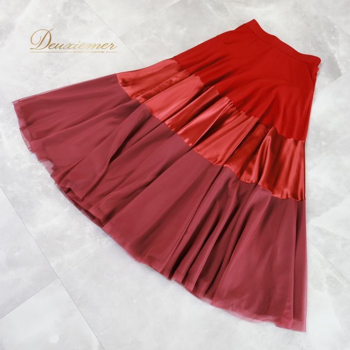 社交ダンス 衣装 スカート レッド系 チャコットロイヤルダンス Chacott