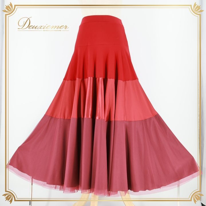 社交ダンス 衣装 スカート レッド系 チャコットロイヤルダンス Chacott