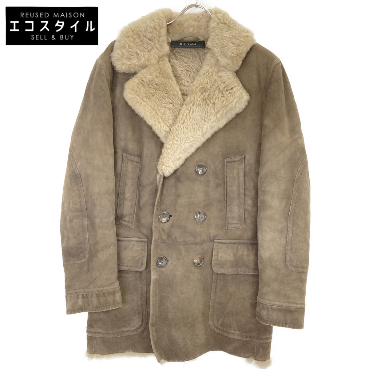 GUCCI グッチ ﾌﾞﾗｳﾝ ﾗﾑﾑｰﾄﾝｺｰﾄ 46 - メルカリ