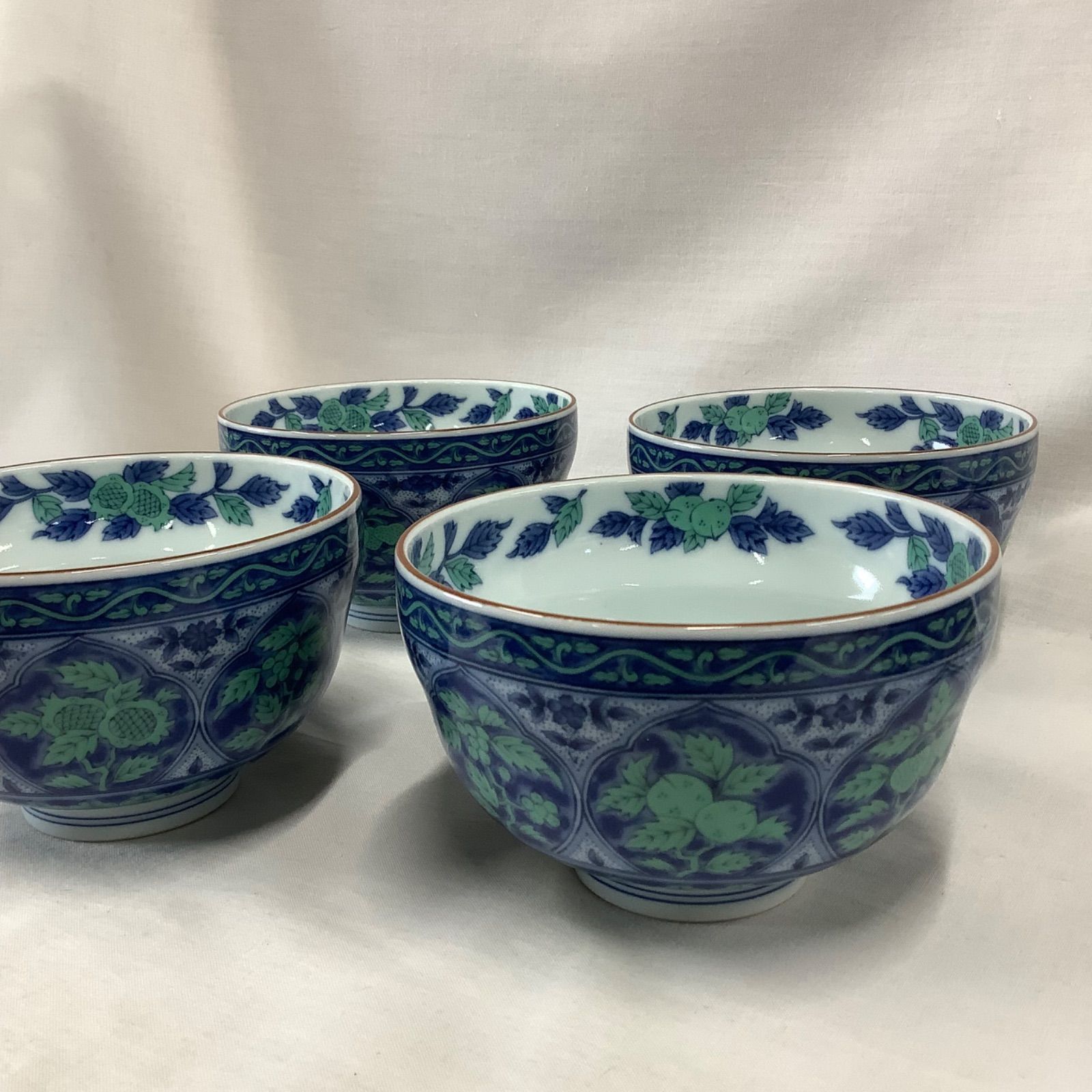 前畑陶器 青華緑彩 丼揃 4個セット 庫山窯 R793 - メルカリ