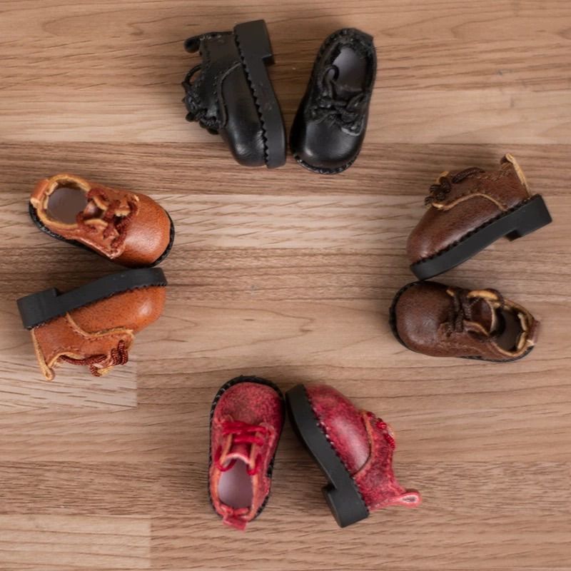 4色からお選び オビツ11 ドール靴 ob11 革風レースアップシューズ 撮影