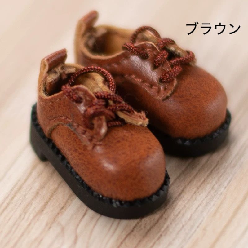 4色からお選び オビツ11 ドール靴 ob11 革風レースアップシューズ 撮影
