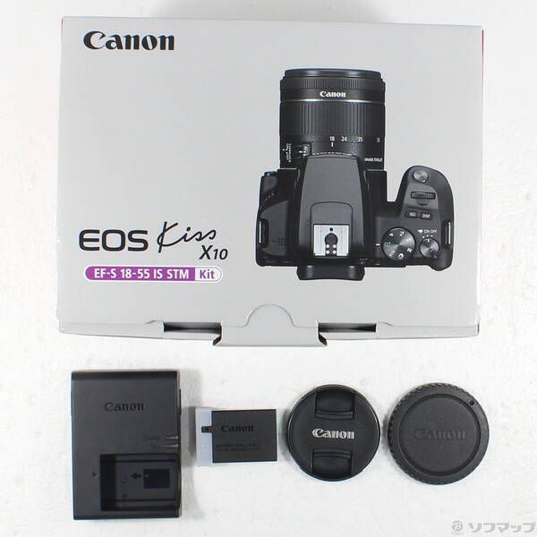 中古品〕 EOS Kiss X10 EF-S18-55 IS STM レンズキット ブラック【348
