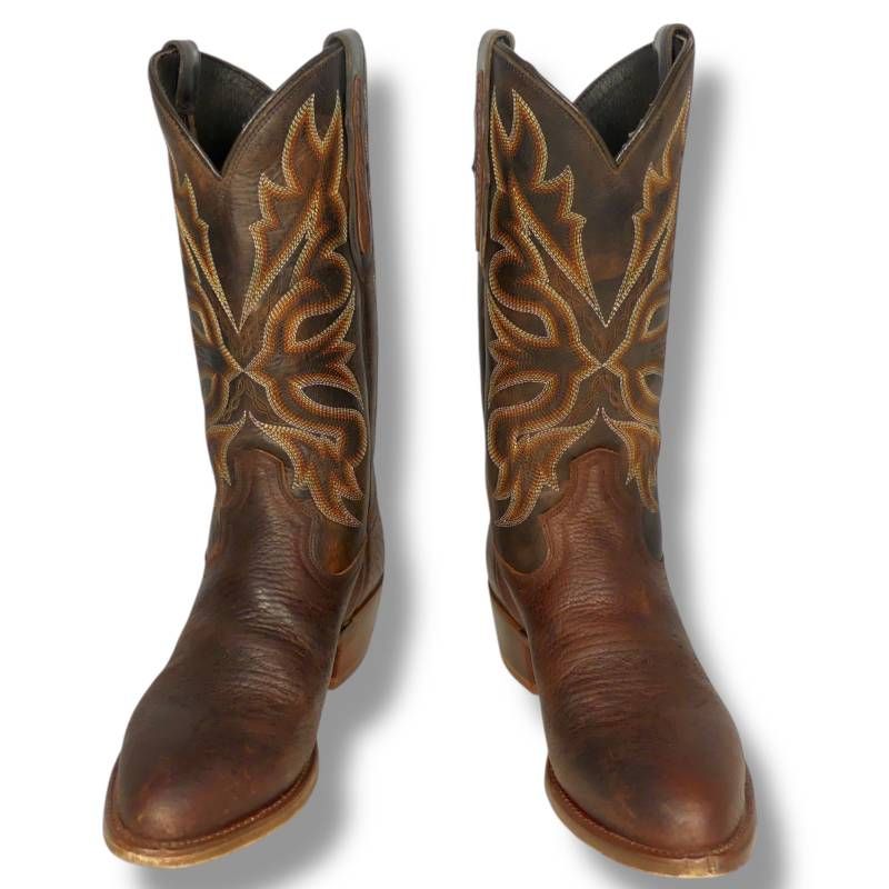 メキシコ製 Tony Lama トニーラマ ウエスタンブーツ 27 茶 刺繍 9D
