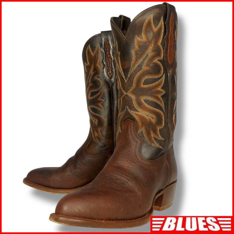 メキシコ製 Tony Lama トニーラマ ウエスタンブーツ 27 茶 刺繍 9D