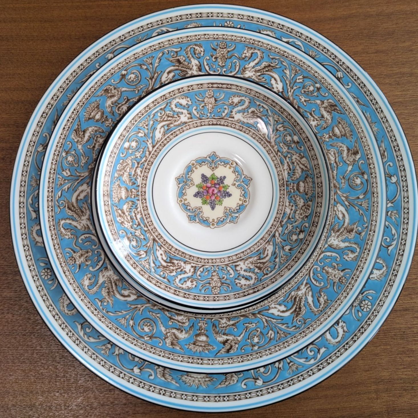 英国ヴィンテージ】ウェッジウッド フロレンティーン ターコイズ 5点