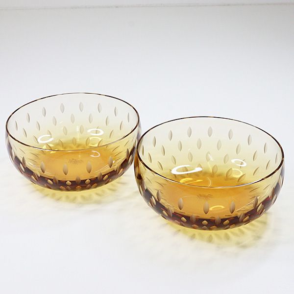 HERMES エルメス クリスタル ボウル 2点セット ガラスボウル サラダボウル 食器 径約12 cm Sランク